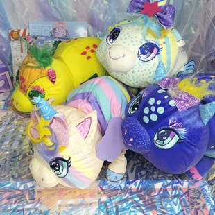 少量出口 可爱小马卡通毛绒布艺公仔双面翻转y2k软萌少女甜心玩偶