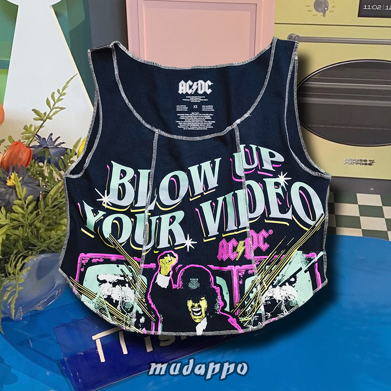 短款美式复古朋克性感背心辣妹