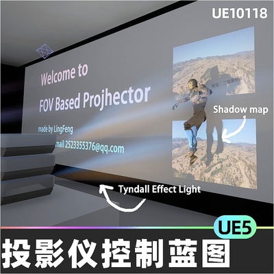 FOV Based Projector投影仪影子控制操作蓝图系统UE5虚幻引擎