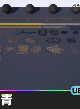 Megascans Asphalt Vol 1沥青UE4虚幻引擎材料完全可平铺材质肌理