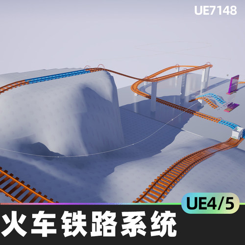 Train Rail Roller Coaster System火车铁路过山车系统实例蓝图包