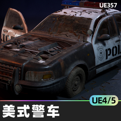 Police Car Premium Drivable and Interactable美式警车UE5资产
