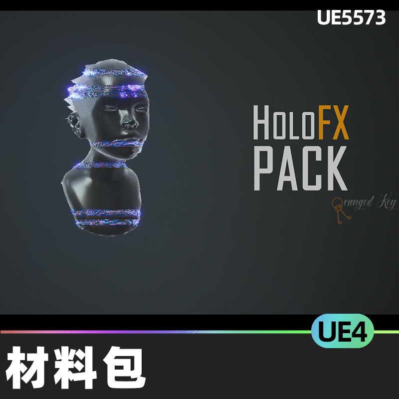 HOLO FX PACK材料包UE4视觉效果界面着色器故障毛刺全息科技特效