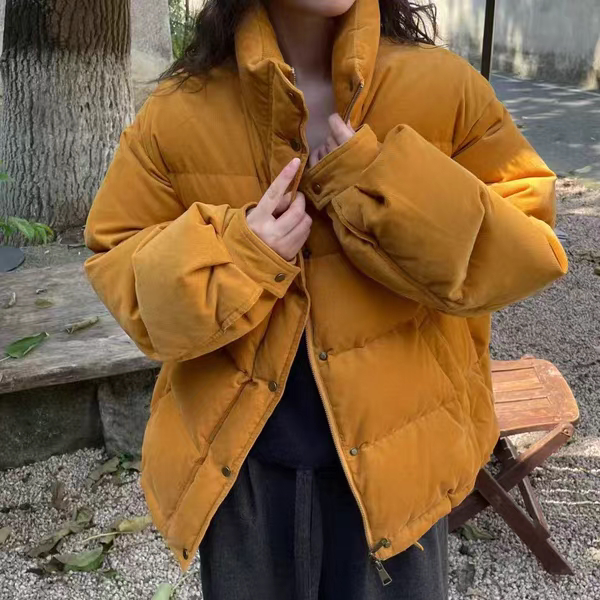 2025冬季新品韩系穿搭灯芯绒羽绒服