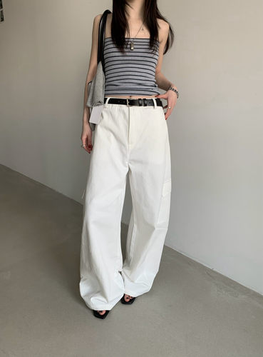 TABLE韩系松弛感工装解构设计阔腿裤女夏宽松显瘦百搭休闲裤35096