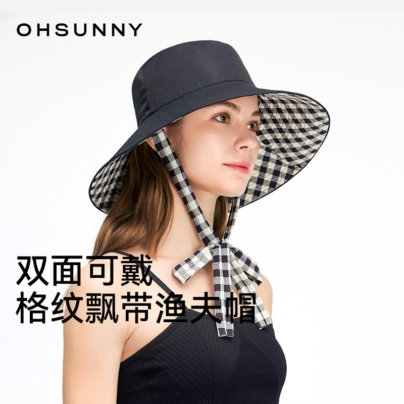 ohsunny户外防晒宽帽檐渔夫帽太阳帽防紫外线大檐遮阳登山帽子
