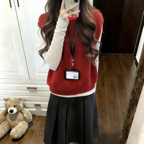 甜桃Milady 兔毛毛衣混纺早春穿搭软糯亲肤保暖内搭无袖马甲背心