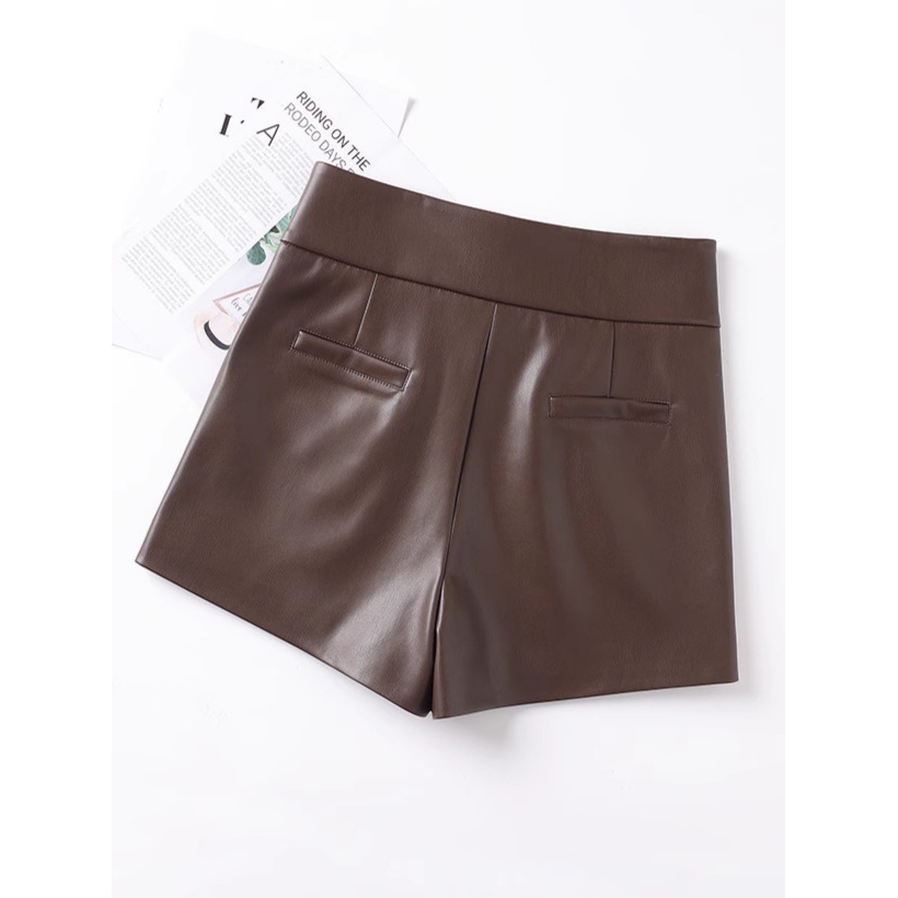 春新韩版皮裤女大码高腰宽松皮短裤3分裤百搭休闲裤显瘦1902优雅