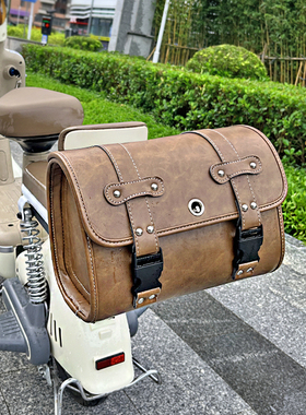 电动车复古靠背包雅迪q50小牛u1e爱玛通用装饰防水皮革后备箱尾包