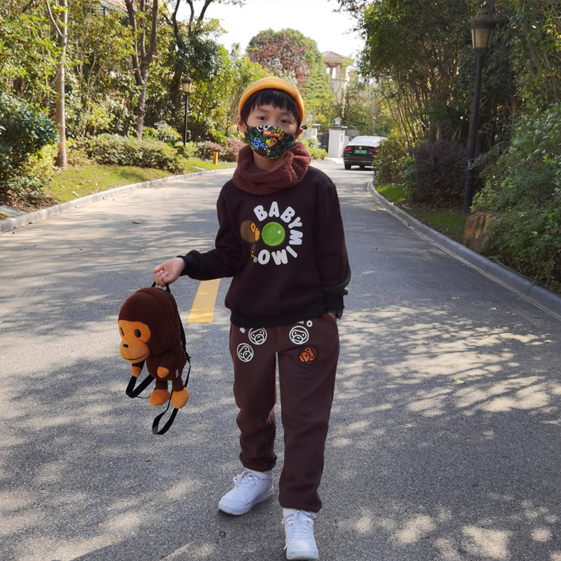 『芝麻饭儿』泡泡糖 精致毛巾绣 百搭洋气银狐绒猴子潮牌儿童卫衣