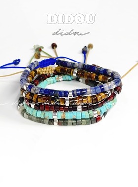 天然石叠戴可调节小手链