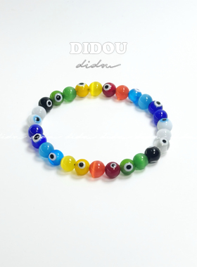 DIDOU彩色琉璃koz恶魔之眼正品手链男女小众高级转运潮流手串