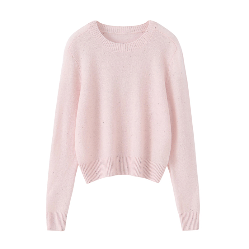 纯山羊绒亮片圆领针织衫