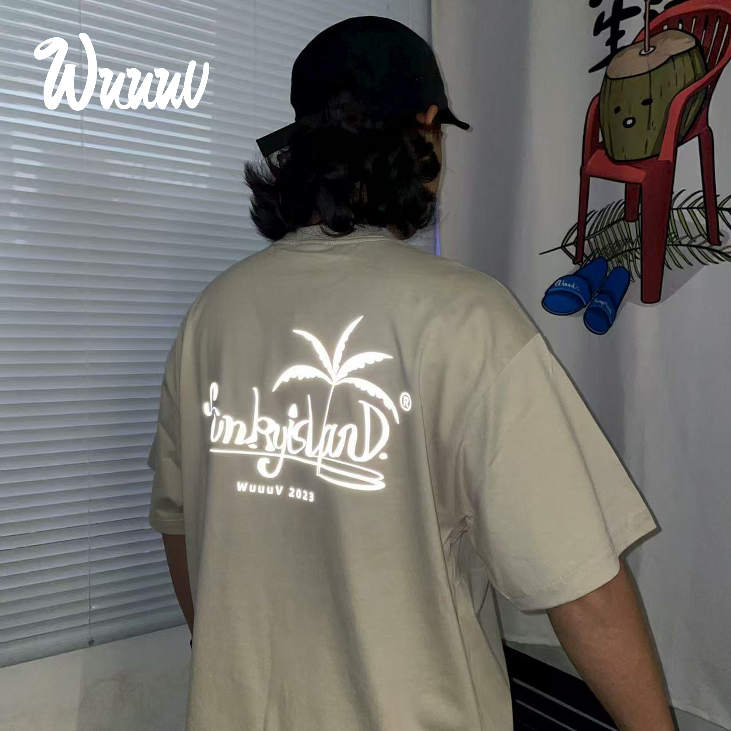 反光椰子树/海岛Funkyisland/国潮无性别穿搭 男女美式T恤WuuuV