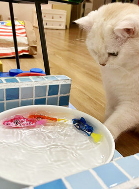 猫玩具自嗨解闷神器发光仿真小丑鱼会游泳逗猫电动小鱼电子感应鱼