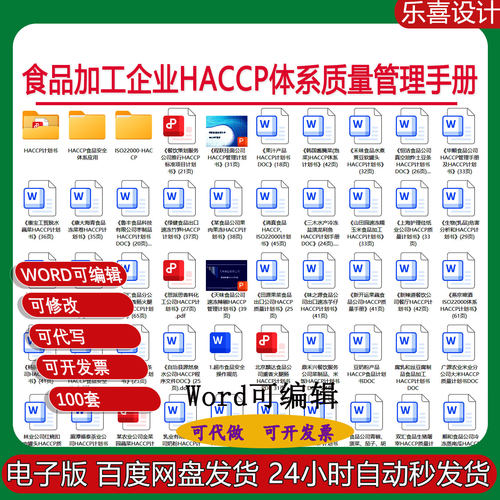 食品加工企业HACCP体系质量管理手册程序文件作业指导书操作规程