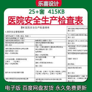 医院安全生产检查表安全生产培训教育规章制度工作日常督导检查表