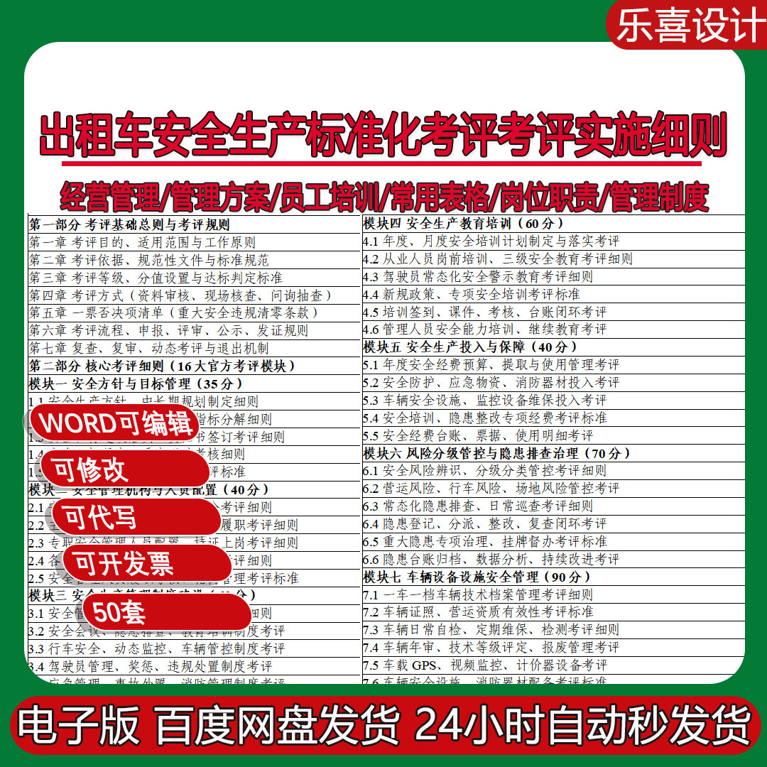 出租车出租汽车企业安全生产目标及安全会议隐患排查教育培训制度图片