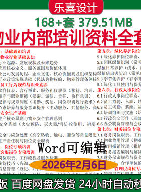 物业工程维修秩序维护环境保洁绿化养护行政人事财务岗位内部培训