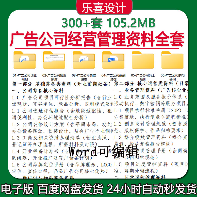 广告公司经营管理制度岗位职责薪酬绩效考核节日活动方案资料全套