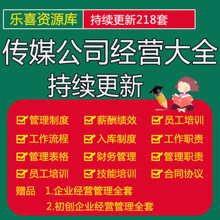 传媒公司经营大全合同协议员工岗位职责手册考勤财务薪酬绩效制度