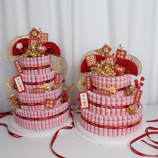 创意DIY有钱花满月礼百天生日宴蛋糕礼盒材料祝福送儿女婴儿宝宝