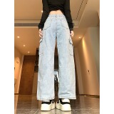 2025四季新款牛仔裤女直筒宽松新款春夏vibe工装裤子高街ins潮，女装牛仔裤，电商A306A
