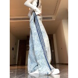 四季款2025美式复古水洗侧边三条杠牛仔裤小众百搭痞帅直筒裤，男装牛仔裤，电商A306A