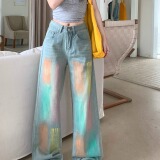 【6.02新品八折包邮仅一天！】夏韩版彩色直筒百搭显瘦牛仔裤女，男装牛仔裤，电商A306A