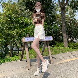 7575-P33A字半身裙春季高腰开叉牛仔包臀短裙防走光百搭显瘦裤裙，男装牛仔裤，电商A306A