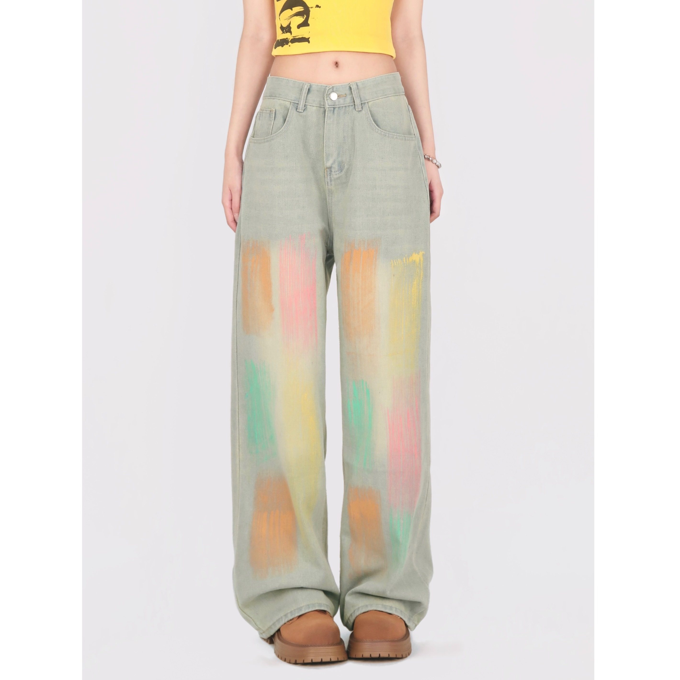 【6.02新品八折包邮仅一天！】夏韩版彩色直筒百搭显瘦牛仔裤女，女装牛仔裤，电商A306A