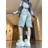 2268-P48春夏工装牛仔短裤男女新款高街怀旧直筒休闲五分裤子，男装牛仔裤，电商A306A