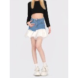 9194-P40牛仔裤新款高腰直筒显瘦修身辣妹短裙设计短裙，女装半身裙，电商A306A