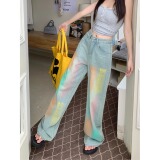 【6.02新品八折包邮仅一天！】夏韩版彩色直筒百搭显瘦牛仔裤女，男装牛仔裤，电商A306A