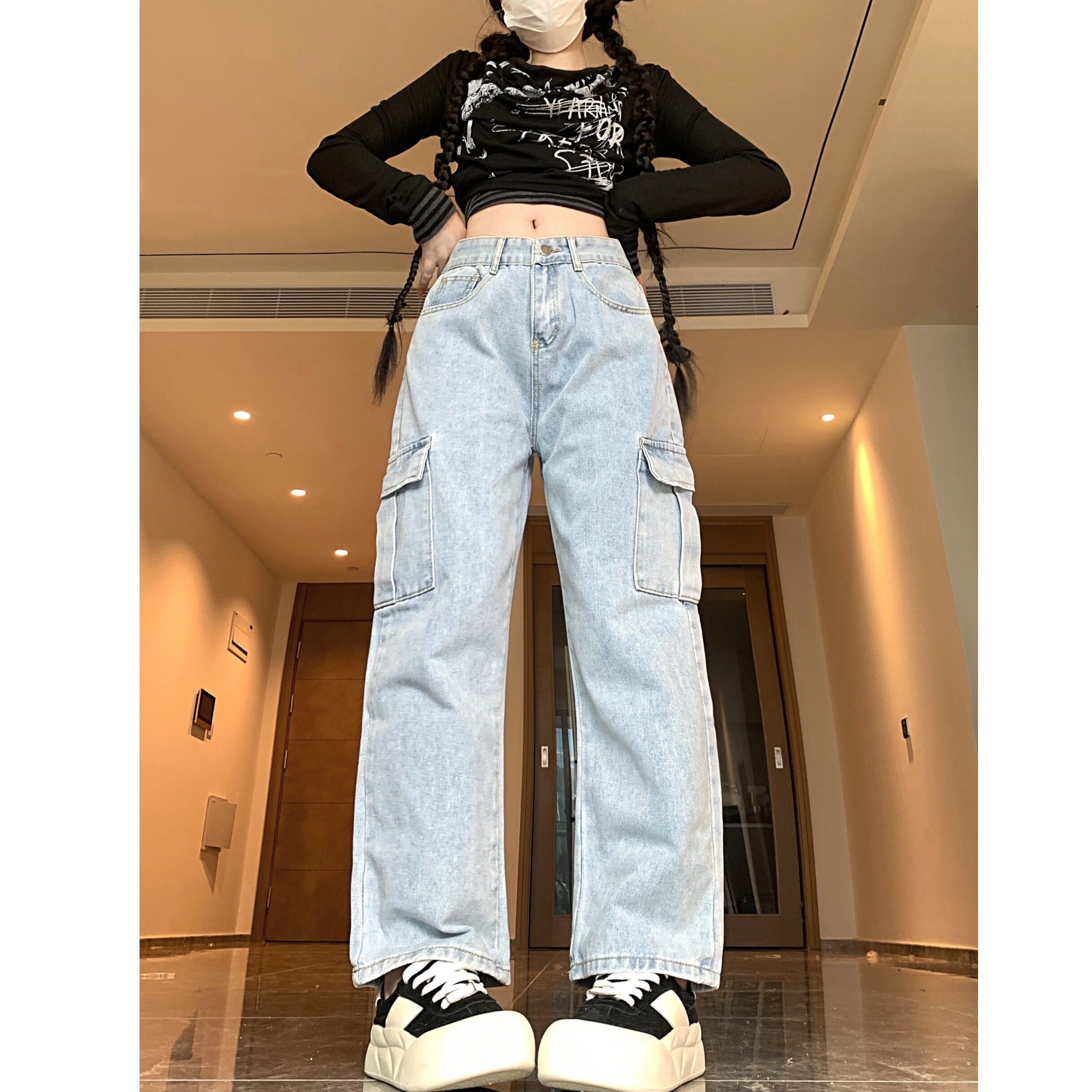 2025四季新款牛仔裤女直筒宽松新款春夏vibe工装裤子高街ins潮,女装牛仔裤,电商A306A