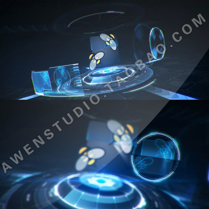 未来高科技科幻界面bud风虚拟屏幕logo演绎动画标志展示AE模板