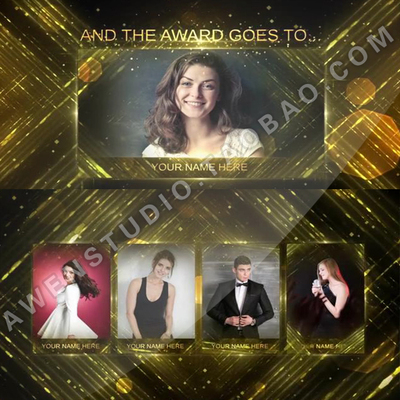 2019年终盛典颁奖金色粒子大气震撼企业年会优秀员工展示AE模板