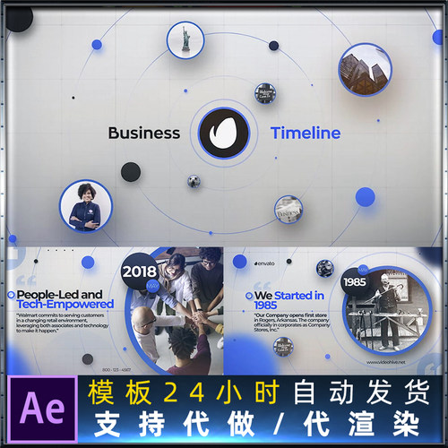 企业公司时间线大事件宣传介绍片头动画Business Timeline AE模板