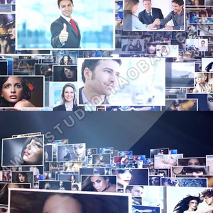 照片群空间感层叠缩放汇聚合排版动画多照片图片展示动画AE模板