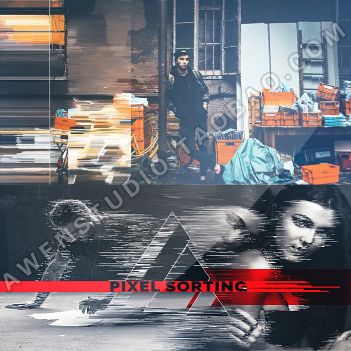 超酷像素毛刺素描画扫描效果娱乐栏目片头婚礼相册幻灯片AE模板