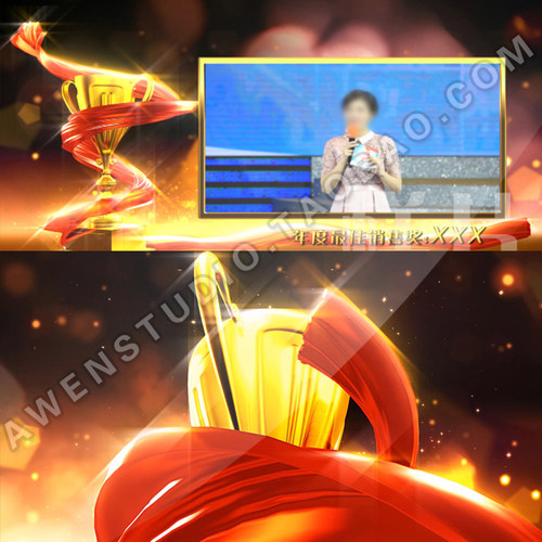 2018年度杰出青年优秀员工年终会议年会颁奖奖杯动画AE模板