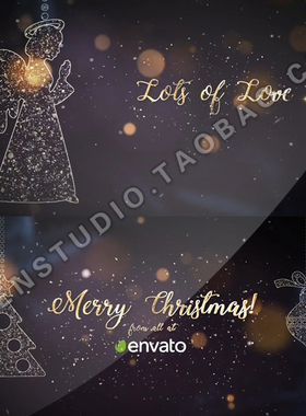 粒子组成的驯鹿圣诞树铃铛礼品盒2018圣诞节日片头动画AE模板