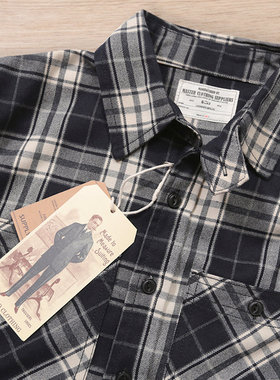 Emomo男女款中性经典格纹免熨烫磨毛日系工装双口袋格子衬衣衬衫