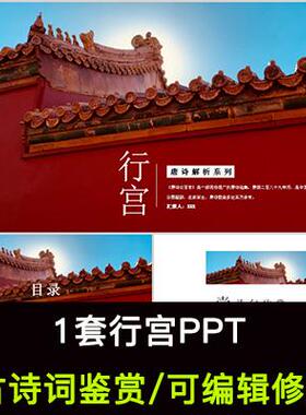 中国风古诗词鉴赏 元稹 行宫PPT模板课件成品可编辑修改