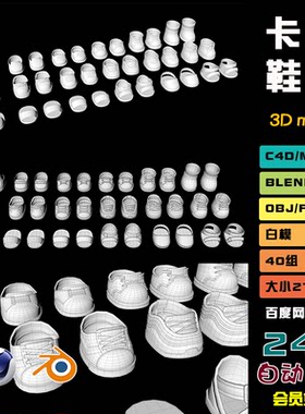 c4d卡通角色鞋子blend卡扣鞋带拖鞋3d模型max靴子凉鞋建模objN008
