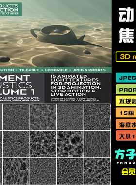 c4d动态焦散贴图blend水底海底水波纹模拟动态贴图纹理3dmax T089