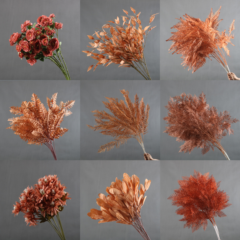 焦糖色系仿真花婚庆宴会吊顶