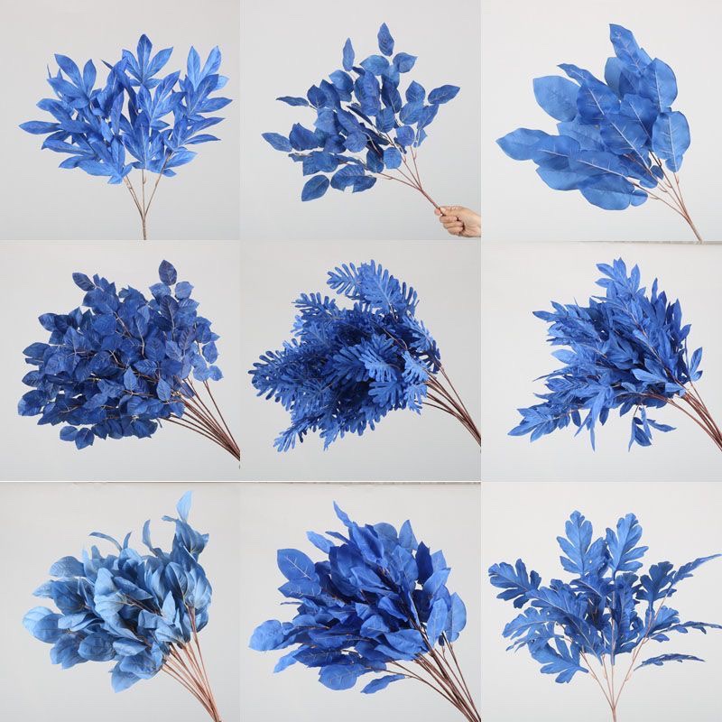 宝蓝色系花材婚庆道具蓝色装饰婚礼堂背景路引吊顶家居花卉摆件