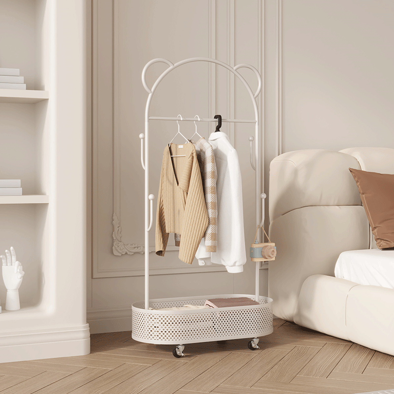 奶油风室内迷你儿童挂衣架落地卧室可移动带轮小型床边衣帽架,收纳整理,衣帽架,淘宝优惠券,粉丝福利购,淘宝优惠卷