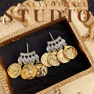 「钱多多」悦己法式复古时尚轻奢气质百搭小钱币耳钉